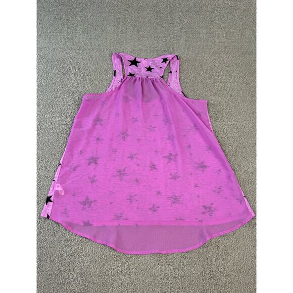 No Boundaries Racerback Tank Top Purple Star Print Sheer Juniors Large - Picture 2 of 6